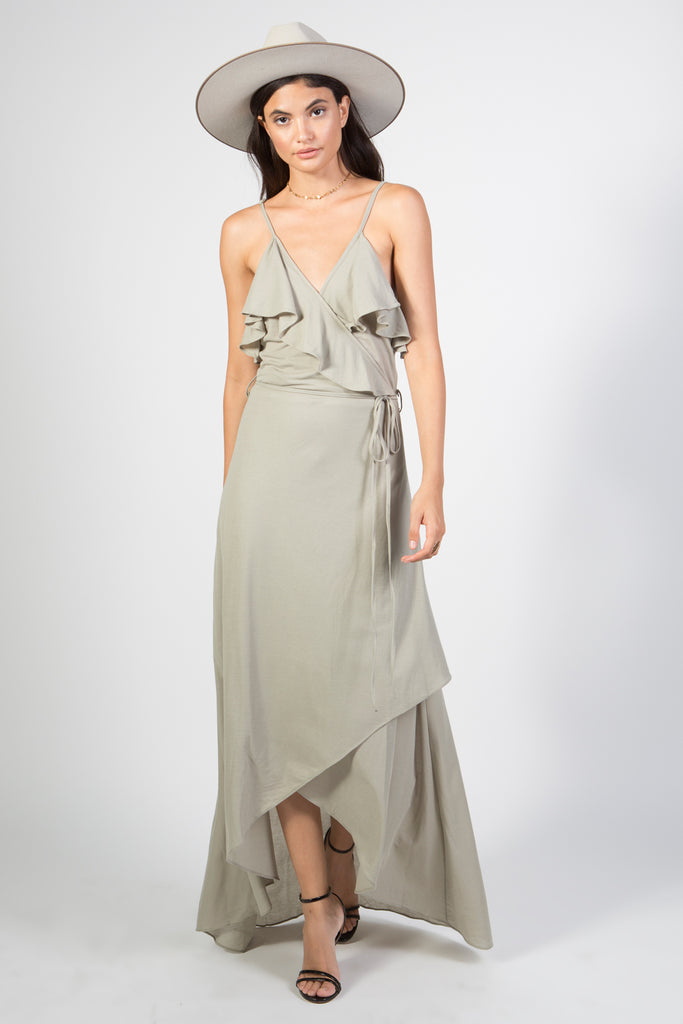 Woven Maxi Dress with Plunging Neckline - Rare Lilie