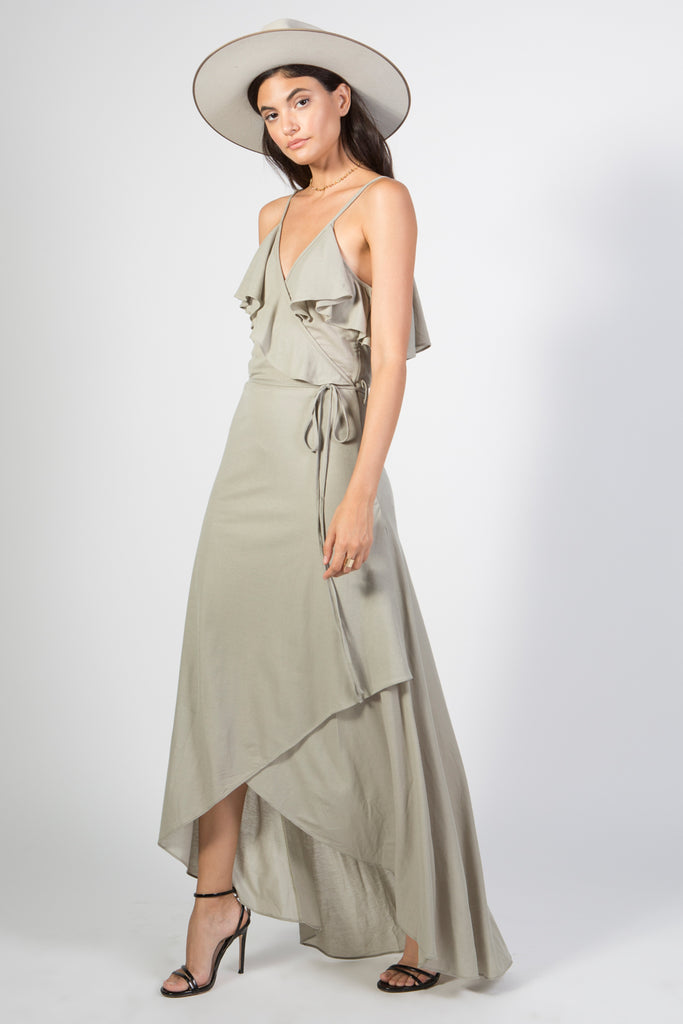 Woven Maxi Dress with Plunging Neckline - Rare Lilie