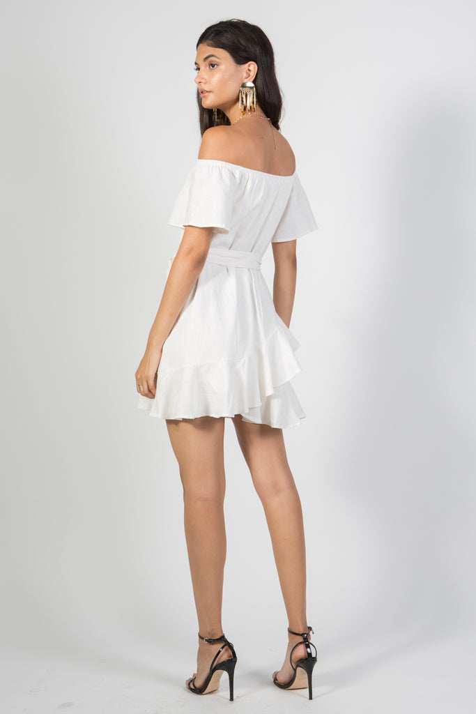 Off Shoulder Dress with Bow Tie - Rare Lilie