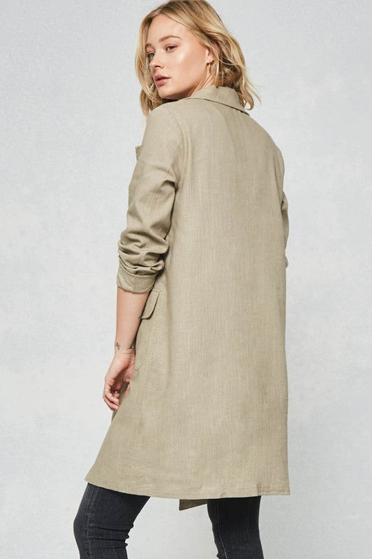 Solid Woven Trench Coat - Rare Lilie